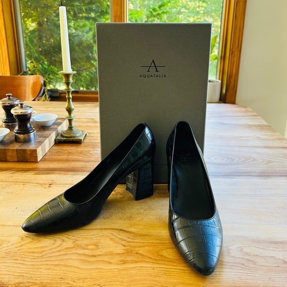 Aquatalia Peony Pump Black Crocco size 8 - Picture 8 of 8